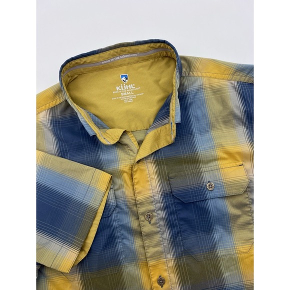 Kuhl Response Shirt Mens Small Yellow/Blue Plaid Metal Button Up 7452 Read‎ - Picture 1 of 12